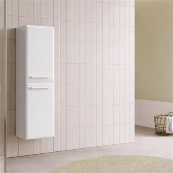 Orka Nuvola 40 cm Parlak Lake Beyaz Banyo Boy Çamaşır Dolabı, 3001698