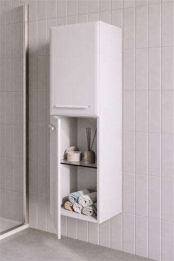 Orka Nuvola 40 cm Parlak Lake Beyaz Banyo Boy Çamaşır Dolabı, 3001698