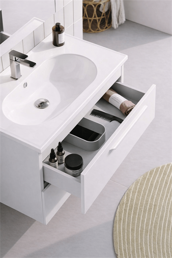 Orka Nuvola 65 cm Parlak Lake Beyaz Banyo Dolabı Alt Modül ve Lavabo, 5001646
