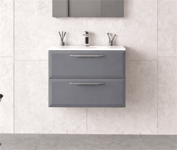 Orka Nuvola 65 cm Parlak Lake Gri Banyo Dolabı Alt Modül ve Lavabo, 5001648