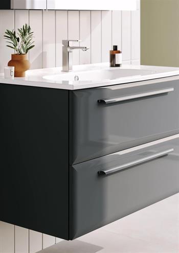 Orka Nuvola 80 cm Parlak Lake Antrasit Banyo Dolabı Alt Modül ve Lavabo, 5001656