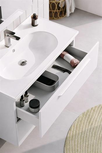 Orka Nuvola 80 cm Parlak Lake Beyaz Banyo Dolabı Alt Modül ve Lavabo, 5001652