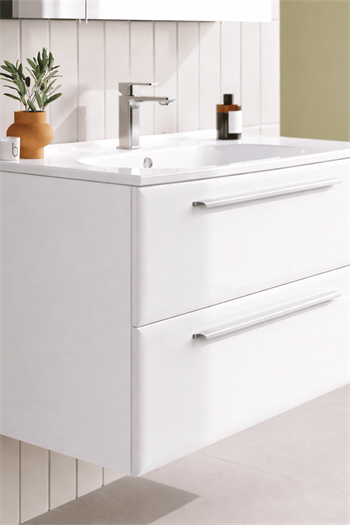 Orka Nuvola 80 cm Parlak Lake Beyaz Banyo Dolabı Alt Modül ve Lavabo, 5001652