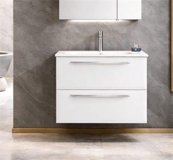 Orka Nuvola 80 cm Parlak Lake Beyaz Banyo Dolabı Alt Modül ve Lavabo, 5001652