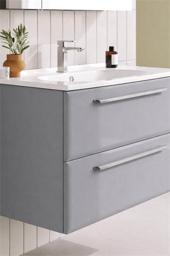 Orka Nuvola 80 cm Parlak Lake Gri Banyo Dolabı Alt Modül ve Lavabo, 5001654