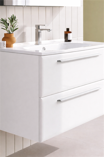 Orka Nuvola Banyo Dolabı Takımı, 100 cm, Parlak Lake Beyaz (Ledli-Dolaplı Ayna), 5004183