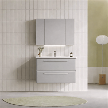 Orka Nuvola Banyo Dolabı Takımı, 100 cm, Parlak Lake Kaşmir (Ledli-Dolaplı Ayna), 5000602