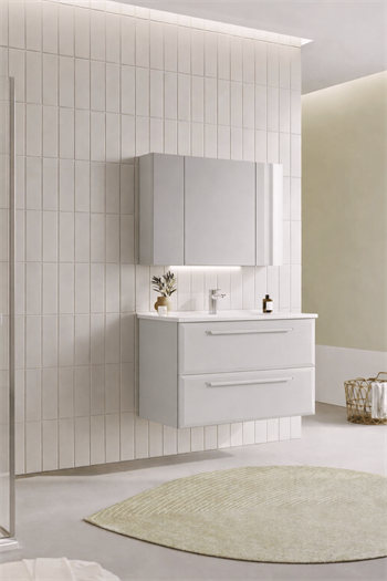 Orka Nuvola Banyo Dolabı Takımı, 100 cm, Parlak Lake Kaşmir (Ledli-Dolaplı Ayna), 5000602