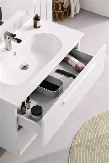 Orka Nuvola Banyo Dolabı Takımı, 100 cm, Parlak Lake Beyaz (Ledli-Dolaplı Ayna), 5004183