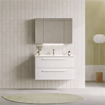 Orka Nuvola Banyo Dolabı Takımı, 100 cm, Parlak Lake Beyaz (Ledli-Dolaplı Ayna), 5004183