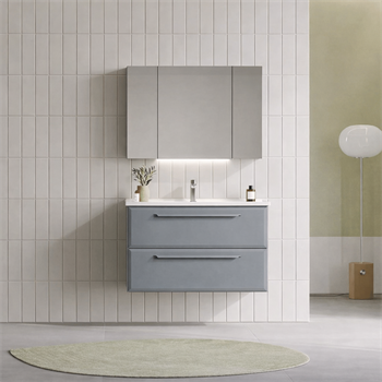 Orka Nuvola Banyo Dolabı Takımı, 100 cm, Parlak Lake Gri (Ledli-Dolaplı Ayna), 5004181