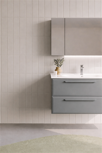 Orka Nuvola Banyo Dolabı Takımı, 100 cm, Parlak Lake Gri (Ledli-Dolaplı Ayna), 5004181