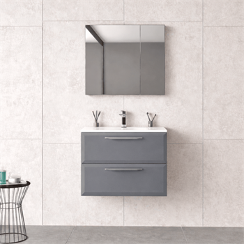 Orka Nuvola Banyo Dolabı Takımı, 65 cm, Parlak Lake Gri (Ledli-Dolaplı Ayna), 5000587