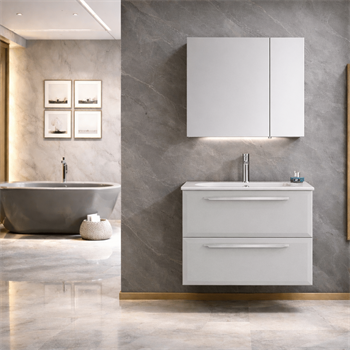 Orka Nuvola Banyo Dolabı Takımı, 80 cm, Parlak Lake Kaşmir (Ledli-Dolaplı Ayna), 5004184