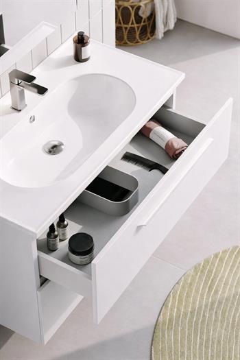 Orka Nuvola Banyo Dolabı Takımı, 80 cm, Parlak Lake Beyaz (Ledli-Dolaplı Ayna), 5000591