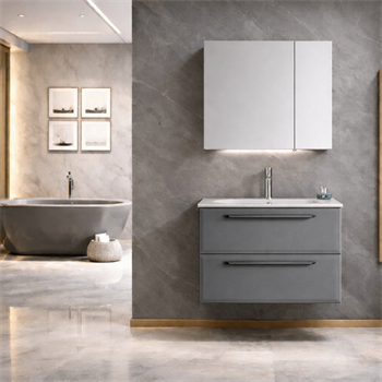 Orka Nuvola Banyo Dolabı Takımı, 80 cm, Parlak Lake Antrasit (Ledli-Dolaplı Ayna), 5004185