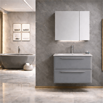 Orka Nuvola Banyo Dolabı Takımı, 80 cm, Parlak Lake Gri (Ledli-Dolaplı Ayna), 5004186