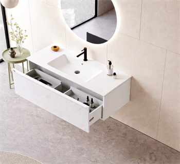 Orka Olbia 120 cm Mat Beyaz Banyo Dolabı Alt Modül ve Lavabo , 5006683