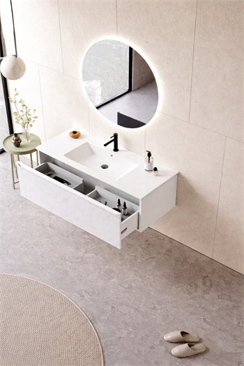 Orka Olbia 120 cm Mat Beyaz Banyo Dolabı Takımı , 5006692