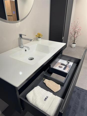 Orka Olbia 80 cm Mat Antrasit Banyo Dolabı Alt Modül ve Lavabo , 5006679