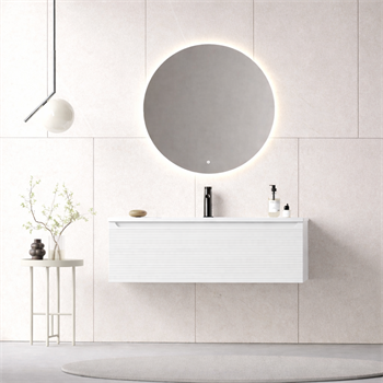Orka Olbia Banyo Dolabı Takımı, 100 cm, Mat Beyaz (Ledli Ayna), 5006689