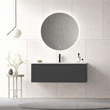 Orka Olbia Banyo Dolabı Takımı, 100 cm, Mat Antrasit (Ledli Ayna), 5006691