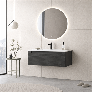 Orka Olbia Banyo Dolabı Takımı, 100 cm, Mat Antrasit (Ledli Ayna), 5006691