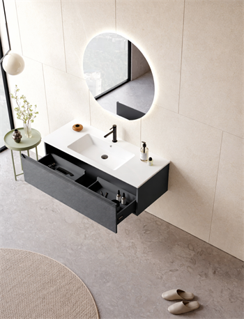 Orka Olbia Banyo Dolabı Takımı, 120 cm, Mat Antrasit (Ledli Ayna), 5006694