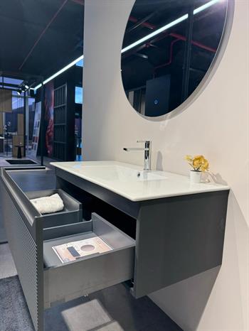 Orka Olbia Banyo Dolabı Takımı, 120 cm, Mat Antrasit (Ledli Ayna), 5006694