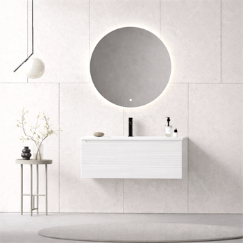 Orka Olbia Banyo Dolabı Takımı, 80 cm, Mat Beyaz (Ledli Ayna), 5006686