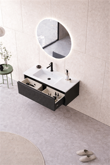 Orka Olbia Banyo Dolabı Takımı, 80 cm, Mat Antrasit (Ledli Ayna), 5006688