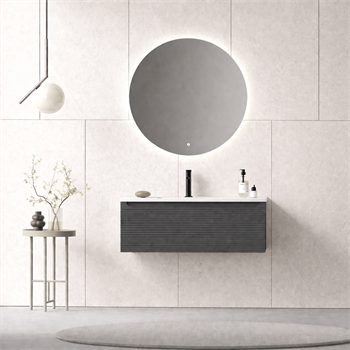 Orka Olbia Banyo Dolabı Takımı, 80 cm, Mat Antrasit (Ledli Ayna), 5006688