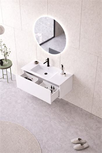 Orka Olbia Banyo Dolabı Takımı, 80 cm, Mat Beyaz (Ledli Ayna), 5006686