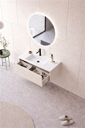 Orka Olbia Banyo Dolabı Takımı, 80 cm, Mat Kaşmir (Ledli Ayna), 5006687