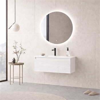 Orka Olbia Banyo Dolabı Takımı, 80 cm, Mat Beyaz (Ledli Ayna), 5006686
