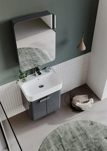 Orka Orbit Banyo Dolabı Takımı, 55 cm, Parlak Lake Antrasit (Dolaplı Ayna), 5000610