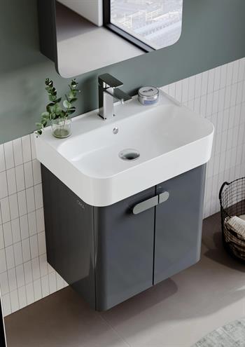 Orka Orbit 55 cm Parlak Lake Antrasit Banyo Dolabı Alt Modül ve Lavabo, 5001711