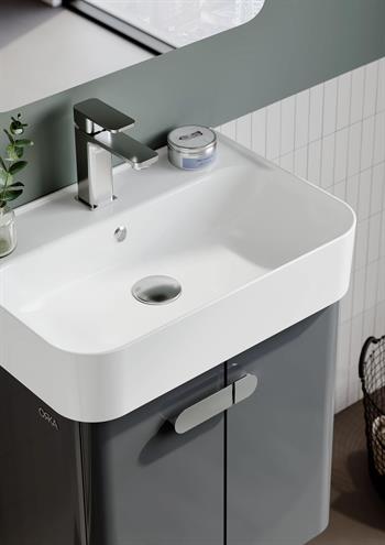 Orka Orbit 55 cm Parlak Lake Antrasit Banyo Dolabı Alt Modül ve Lavabo, 5001711