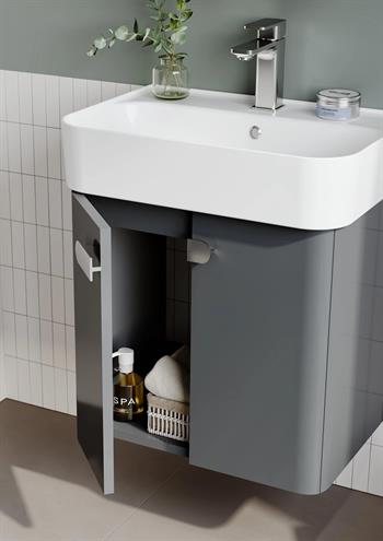 Orka Orbit 55 cm Parlak Lake Antrasit Banyo Dolabı Alt Modül ve Lavabo, 5001711