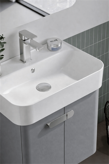 Orka Orbit 55 cm Parlak Lake Gri Banyo Dolabı Alt Modül ve Lavabo, 5001709