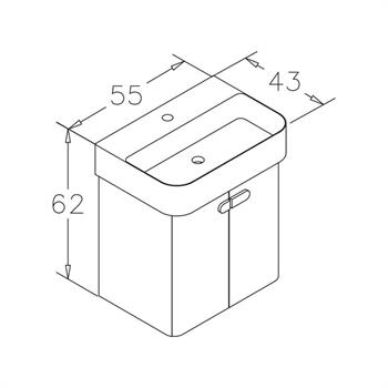 Orka Orbit 55 cm Parlak Lake Vizon Banyo Dolabı Alt Modül ve Lavabo , 5009223