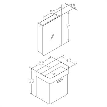 Orka Orbit Banyo Dolabı Takımı, 55 cm, Parlak Lake Vizon (Dolaplı Ayna), 5009222