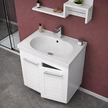 Orka Perge 65 cm Beyaz Banyo Dolabı Alt Modül ve Lavabo, 5001734