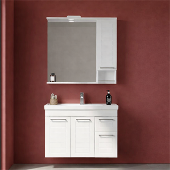 Orka Perge Banyo Dolabı Takımı, 85 cm, Beyaz (Led Spotlu, Dolaplı Ayna), 5000623