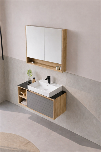 Orka Prato 100 cm Banyo Dolabı Takımı Legnano/Antrasit (Dolaplı Ayna), 5003620