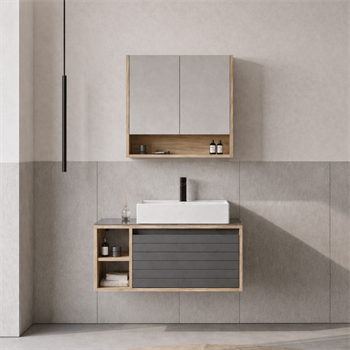 Orka Prato 100 cm Banyo Dolabı Takımı Legnano/Antrasit (Dolaplı Ayna), 5003620