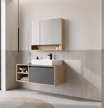 Orka Prato 120 cm Banyo Dolabı Takımı Legnona/Antrasit (Dolaplı Ayna), 5003619