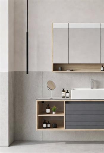 Orka Prato 120 cm Banyo Dolabı Takımı Legnona/Antrasit (Dolaplı Ayna), 5003619