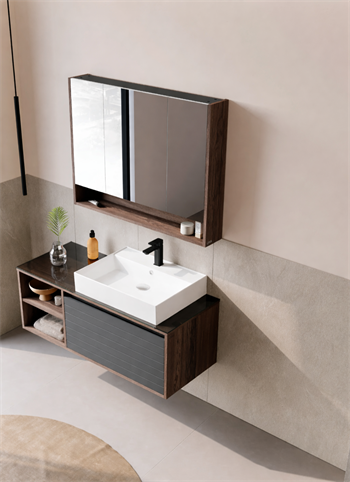 Orka Prato 120 cm Banyo Dolabı Takımı Navaro/Antrasit (Dolaplı Ayna), 5003635