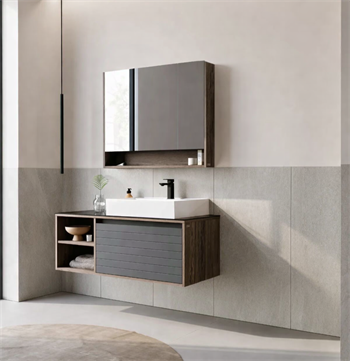 Orka Prato 120 cm Banyo Dolabı Takımı Navaro/Antrasit (Dolaplı Ayna), 5003635